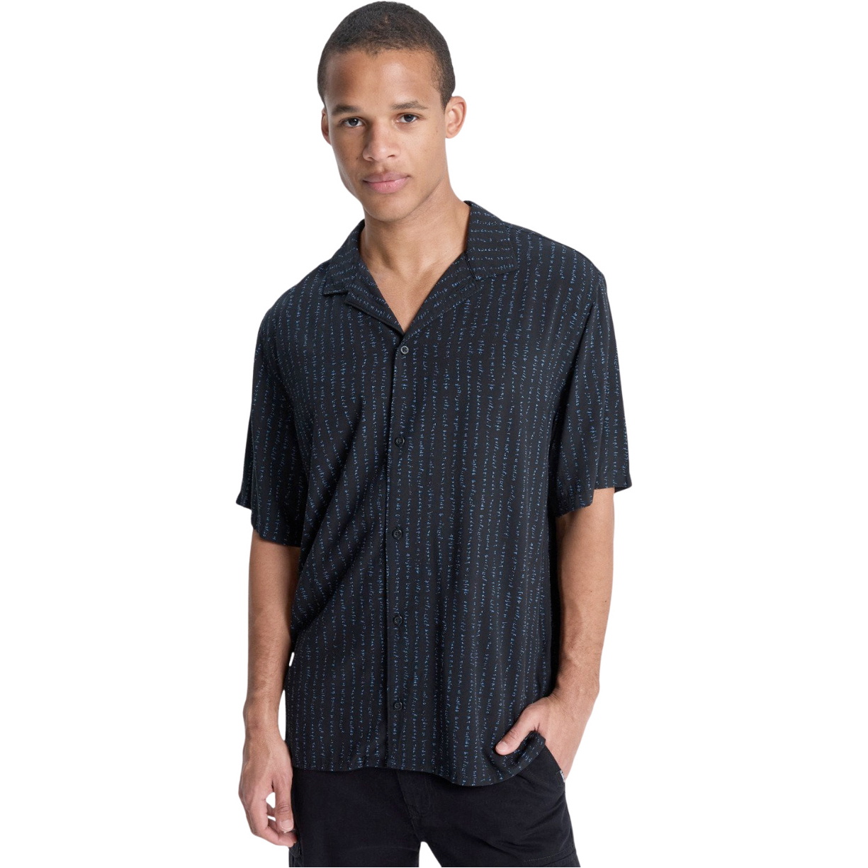 2026 Quiksilver Mens Safe Paradise Shirt EQYWT04691 - Black Vertical Quik Thoughts